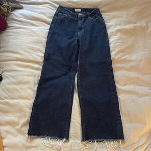 Oliver Logan Anthropologie Dark Wash Wide Leg High Waisted Jeans